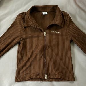 Iets Frans Brown Collared Zip Up